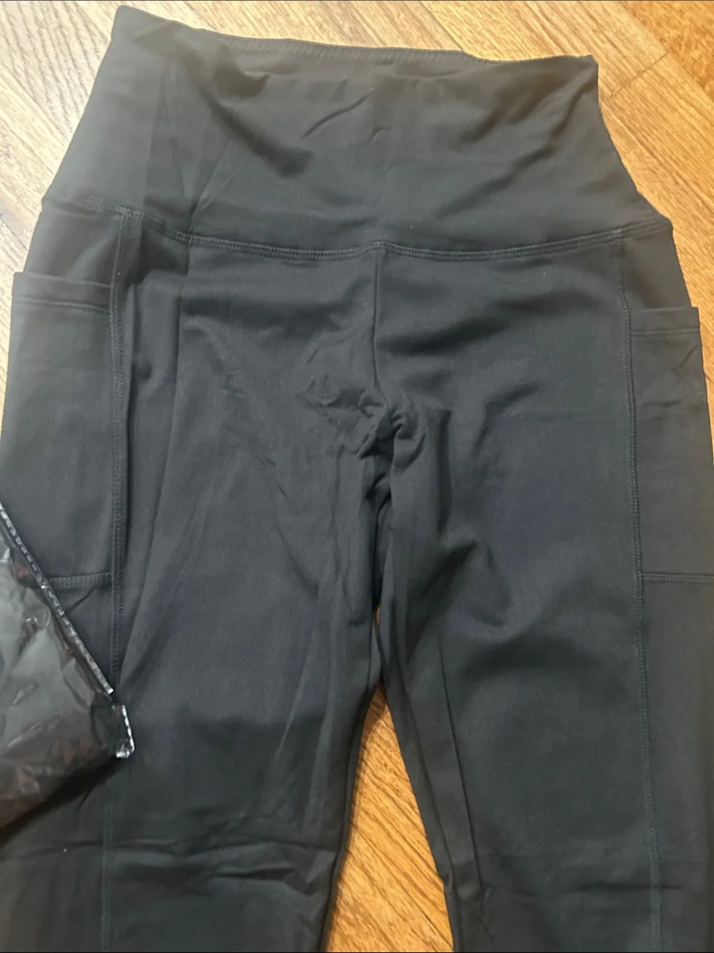 Women’s 2 New Pairs Black High-Waist Fleece Lined Active Leggings with Pockets